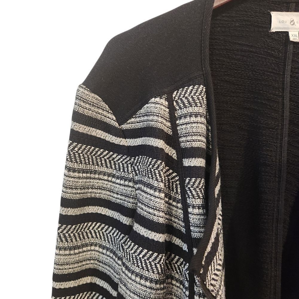 Lou & Grey Moto Zip Up Sweater Jacket XXL Women's Black White - Picture 4 of 6